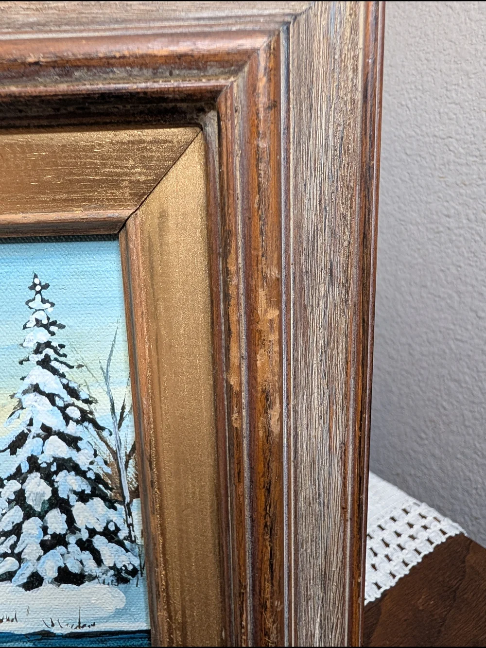 Vintage Betty Mack Wood Framed Winter Landscapes 4 Oil Paintings On Board 11x13